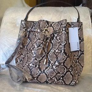 Drawstring Bucket Handbag (Snake Print)